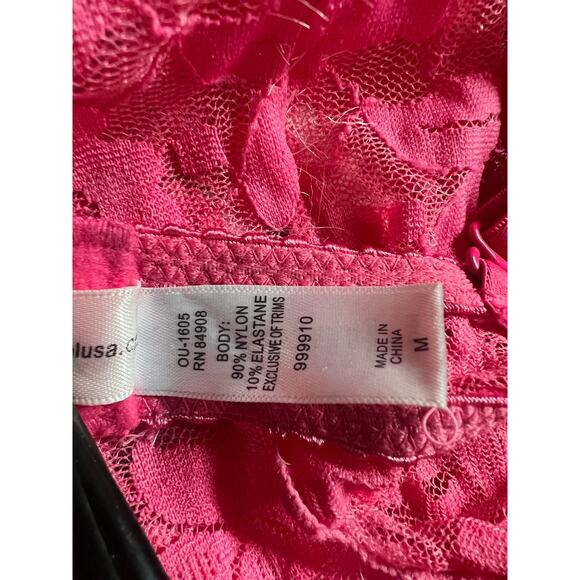 Jezebel Hot Pink Pushup Lace Bustier With Keyhole And Laceup Details Size M - Picture 4 of 7